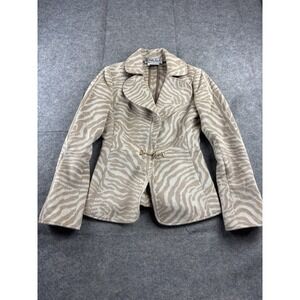 Carlisle Women's 2 Zebra Animal Print Angora/Wool Blazer Jacket Quiet Luxury SEE